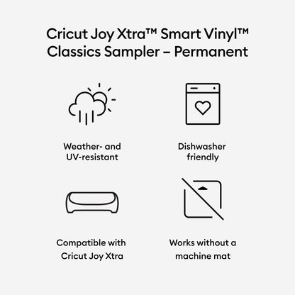 Cricut Joy Xtra Smart Vinyl Permanent Sampler, Classics (3 ct), 9.5" x 12" — product image 3