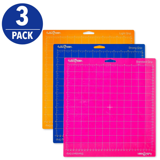 Hello Hobby 12" x 12" Adhesive Cutting Mats Set, Assorted Colors, 3 Pack