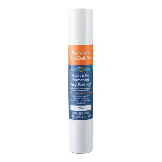 Hello Hobby 12" x 12' White Permanent Craft Vinyl Bulk Roll