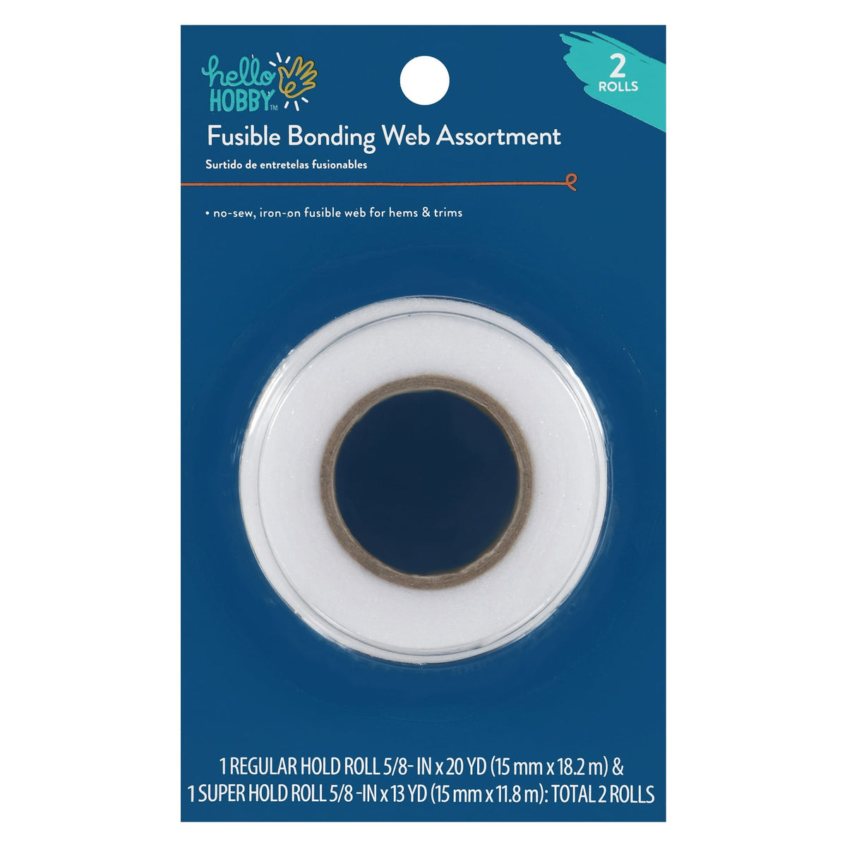 Hello Hobby Iron-on Fusible Bonding Web Tape 2-Pack: Regular & Super Weight, White, 33 Yards Total