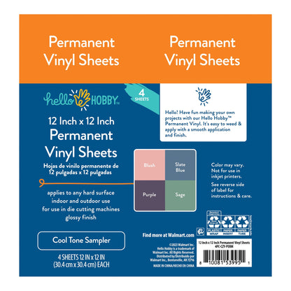 Hello Hobby 12" x 12" Cool Tone Sampler Permanent Craft Vinyl Sheets (4 Count) — product image 4
