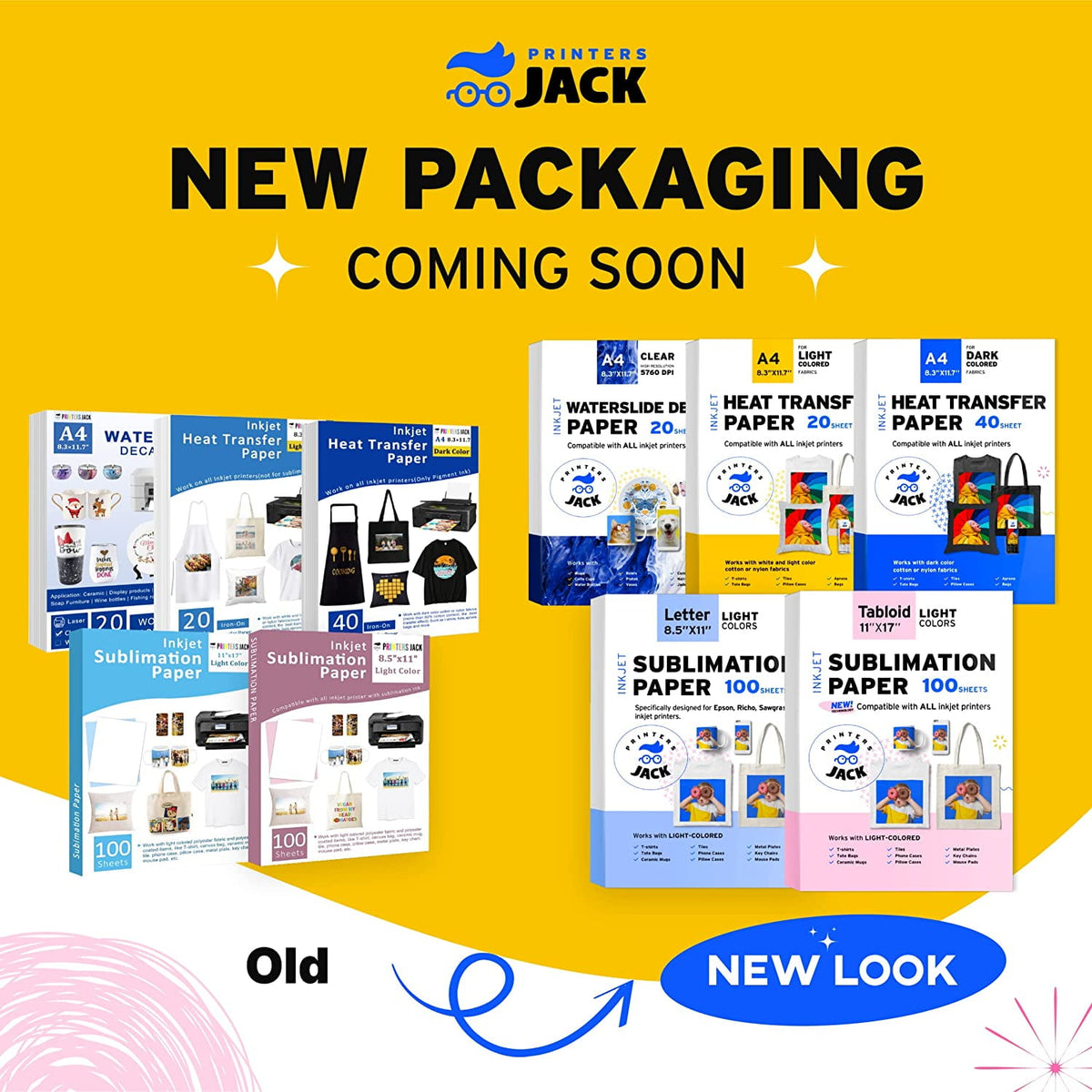 Printers Jack Sublimation Paper A4 125 GSM 100 Sheets 8.3" x 11.7" Compatible with Epson, Ricoh, and Sawgrass Inkjet Printers, 1 Layer — product image 2