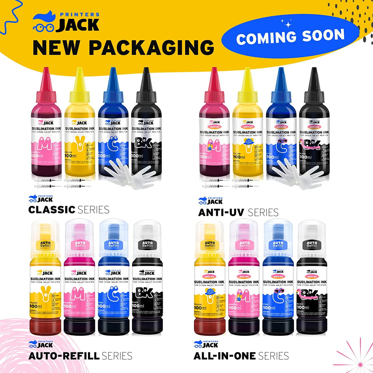 Printers Jack 400ml Sublimation Ink for Epson C88+ Inkjet Printers Heat Press Transfer on Mugs, Plates, Sheets, Polyester Shirts, Cases, 3-Layer — product image 3