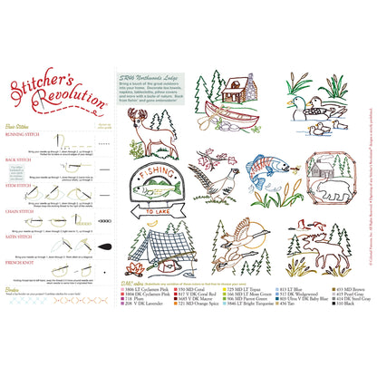 Stitcher's Revolution Northwoods Lodge Iron On Transfer for Embroidery, 10 Designs — product image 3