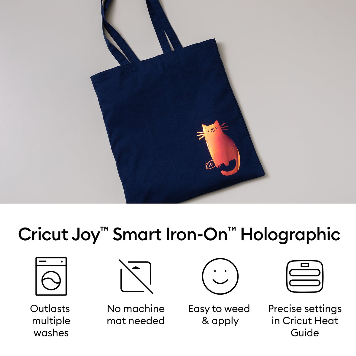Cricut Joy™ Smart Iron-On™ Vinyl Holographic Matless Heat Transfer Vinyl, 5.5" x 24", Cobalt — product image 3
