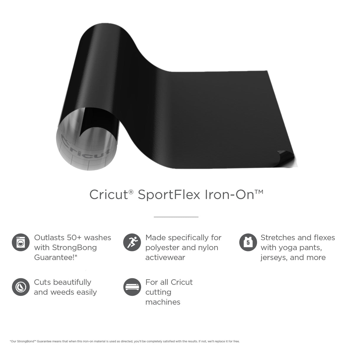 Cricut SportFlex Iron-On Vinyl, Black, 11.8" x 24" — product image 4