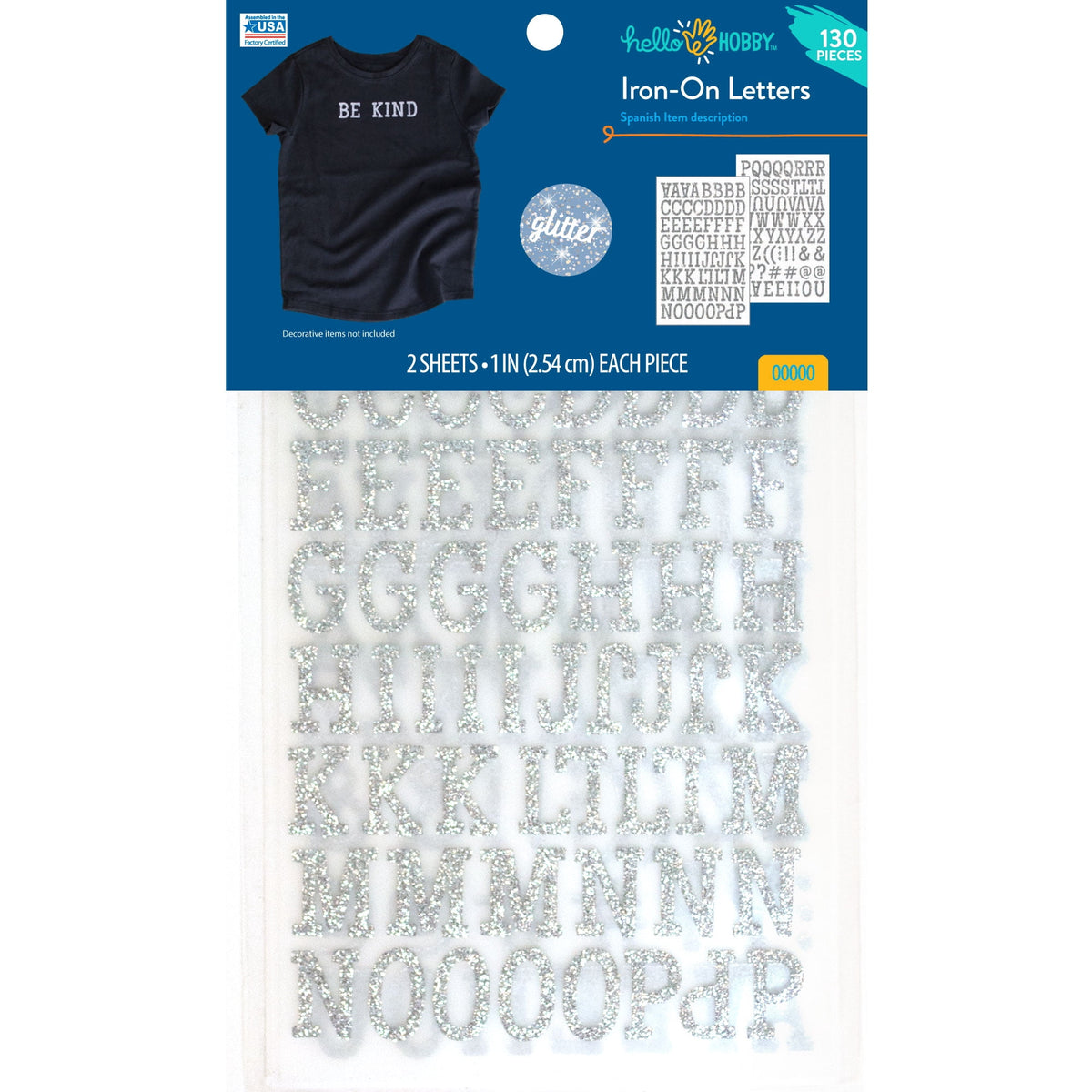 Hello Hobby 1 inch Silver Glitter Classic Iron-on Letters Appliques — product image 2