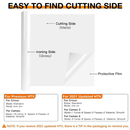HTVRONT Heat Transfer Vinyl Roll 12”x9ft-Easy to Cut & Weed for Heat Vinyl Design-White — product image 5